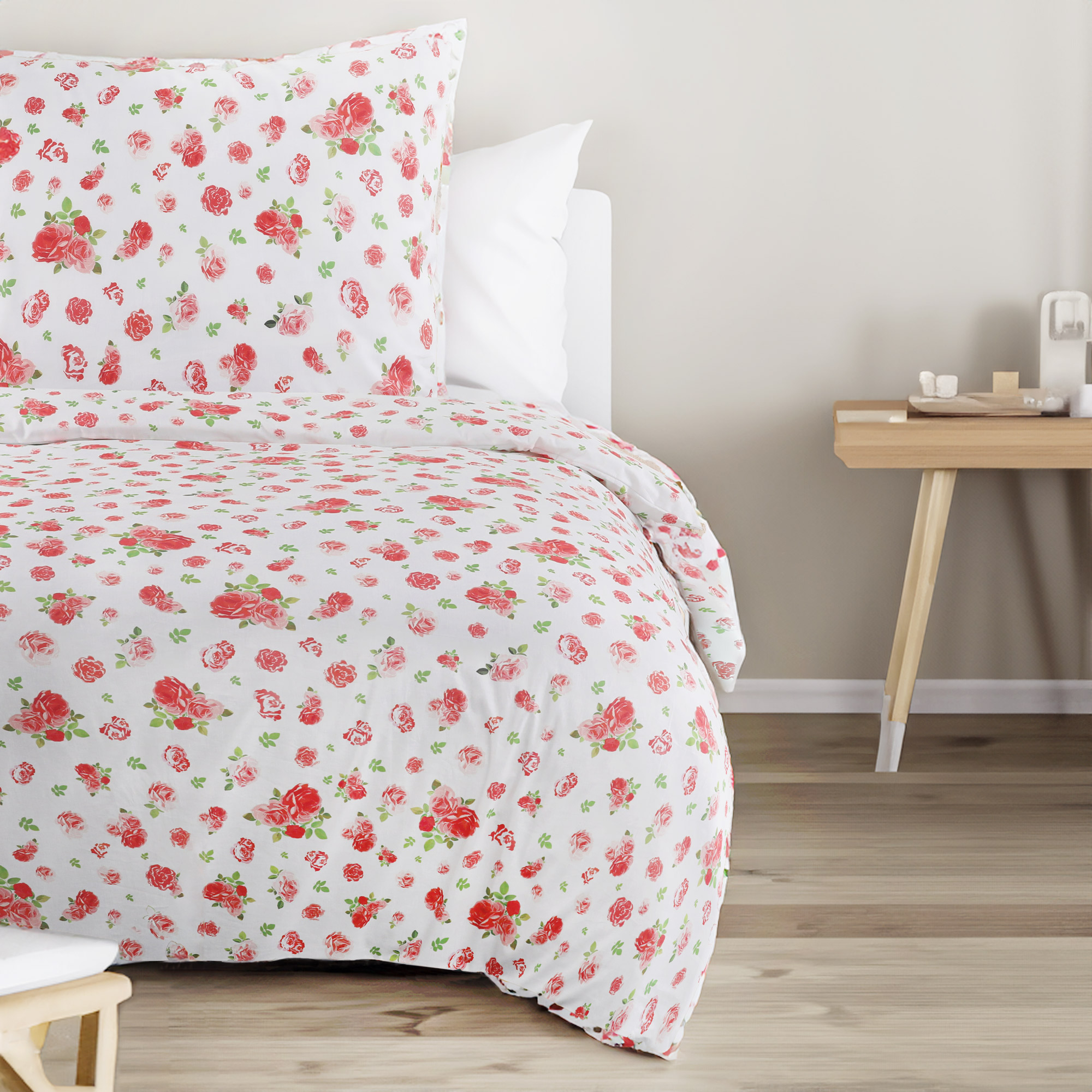 Trautesheim Bettwäsche-Set ROSA ROT Rosen-Bettwäsche in 135 x 200 cm und 80 x 80 cm
